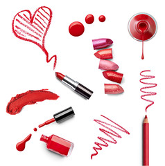 Wall Mural - make up beauty lipstick nail polish liquid powder mascara pencil