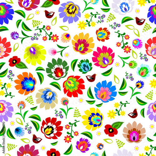 Fototapeta na wymiar Traditional Polish repetitive folk floral pattern vector