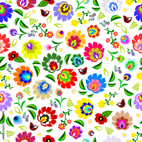 Tapeta ścienna na wymiar Traditional Polish repetitive folk floral pattern vector