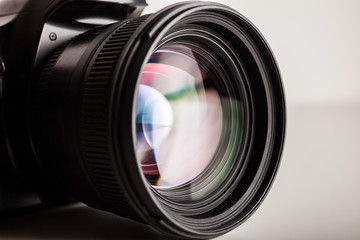 Camera lens close-up