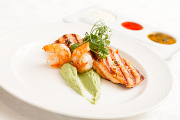 Poster - grilled salmon with sauce