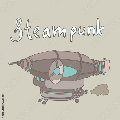 Obraz na płótnie canvas dwuczęściowy "dyptyk" Sterowiec steampunk design, ilustracji wektorowych, wyciągnąć rękę