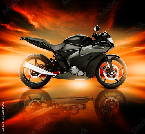 obraz-3d-motocykla-z-horyzontem-skyline