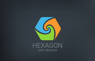 Wall Mural - Hexagon Spiral vector logo design. Triple Infinite loop