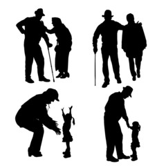 Sticker - Vector silhouettes of different people.