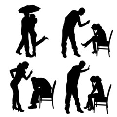 Sticker - Vector silhouette of couple.