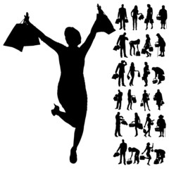 Canvas Print - Vector silhouette of people.