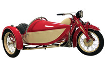 Red Vintage Motorcycle With Sidecar