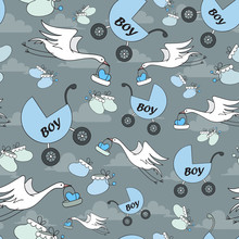 Vector Pattern In Blue Boy Style For Use In Design