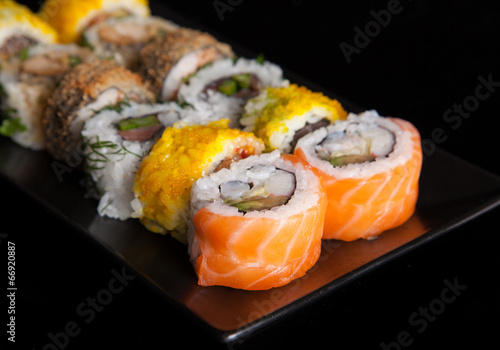 Fotoboard na płycie Zestaw sushi japoński owoce morza