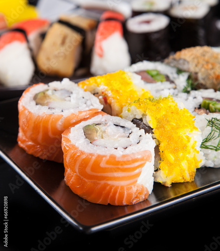 Fotoboard na płycie Zestaw sushi japoński owoce morza