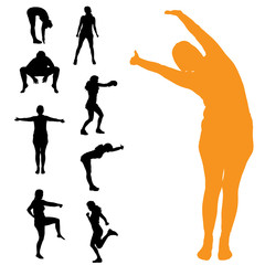 Sticker - Vector silhouettes of woman.