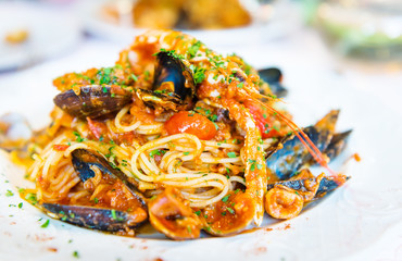 Italian pasta with seafood