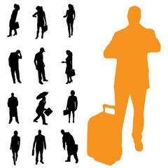 Sticker - Vector silhouette of business people.