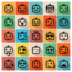 Wall Mural - Smiley faces icon set. Vector