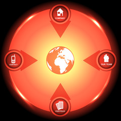 Fototapete - Corporate circular glowing background with contact icons