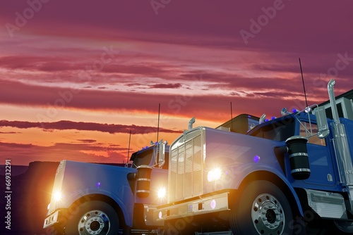 Plakat Ciężarówki w Sunset