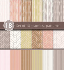 Wall Mural - set of 18 seamless patterns, wood, line art design