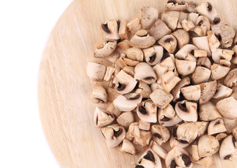 Wall Mural - Mushrooms on wooden platter.