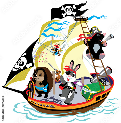 Naklejka dekoracyjna cartoon pirate ship