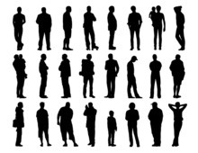 Big Set Of Men Standing Silhouettes 1