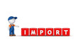© rukanoga - 3d small person in workwear and word IMPORT.
