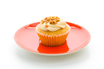 Poster - Nuts cupcake isolated on white background