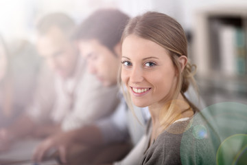 Aufkleber - Portrait of beautiful blond girl in class