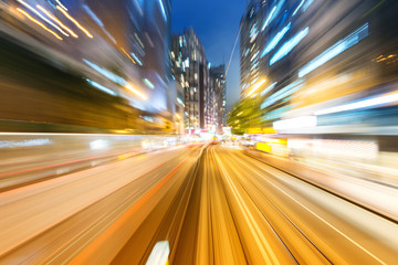 Wall Mural - traffic with blur light through city at night