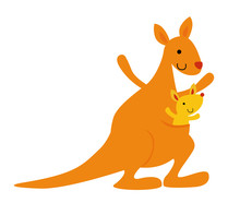 Mother Kangaroo With Her Little Baby