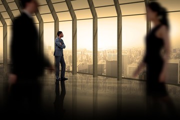 Aufkleber - Composite image of business people walking in a blur