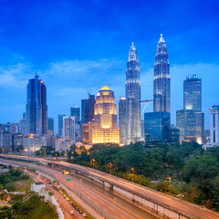 Wall Mural - Night view of Kuala Lumpur skyline.