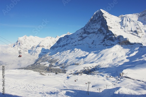 Board z aluminiowym obramowaniem Widok kleine scheidegg i eiger, szwajcarskie Alpy