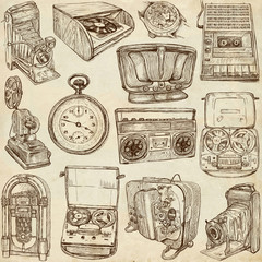 Canvas Print - old objects - full sized hand drawn collection