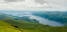 View Of Loch Lomond From The Top Of Ben Lomond In A Sunny  Day.