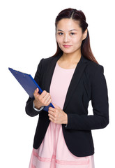 Poster - Business woman hold clipboard