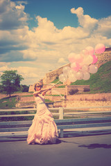 Poster - bride with balloons