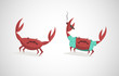 Vector illustration of two funny cartoon crabs
