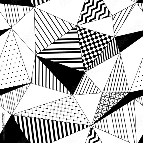 Obraz na płótnie canvas Geometryczne paski trójkąty wzór w czarny biały