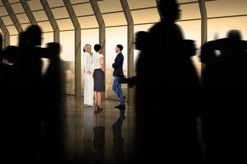Aufkleber - Composite image of silhouette of business people walking