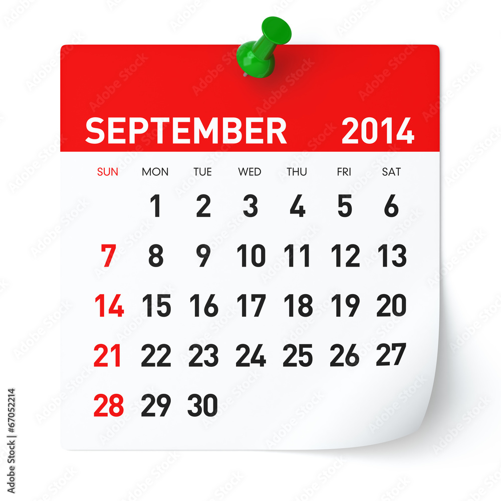September 2014 - Calendar Stock Illustration | Adobe Stock