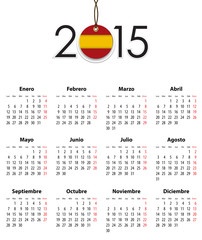 Spanish calendar grid for 2015 with flag like tag