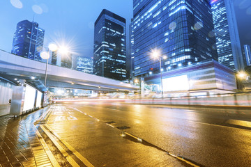 Wall Mural - traffic with blur light through city at night