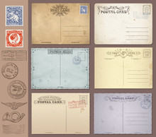 Vector Vintage Postcards And Stamps