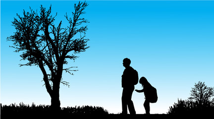 Wall Mural - Vector silhouette of family.