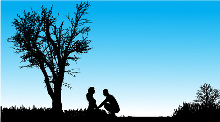 Poster - Vector silhouette of couple.