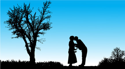 Poster - Vector silhouette of couple.