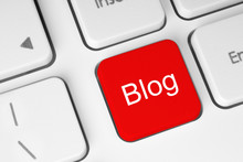 Red Blog Button On Keyboard Background .
