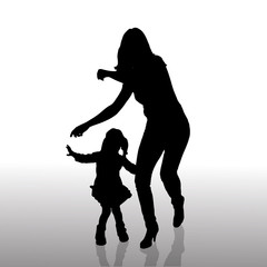 Canvas Print - Vector silhouette of family.