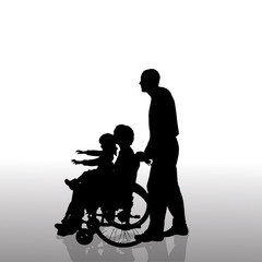 Canvas Print - Vector silhouette of family.